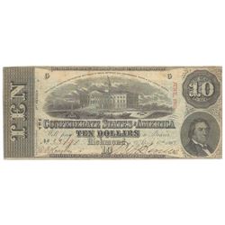 1863 $10 The Confederate States of America Note T-59 CC