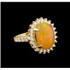 Image 1 : 4.45 ctw Opal and Diamond Ring - 14KT Yellow Gold