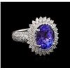Image 1 : 5.75 ctw Tanzanite and Diamond Ring - 14KT White Gold