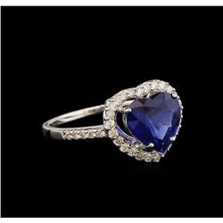 2.46 ctw Sapphire and Diamond Ring - 18KT White Gold