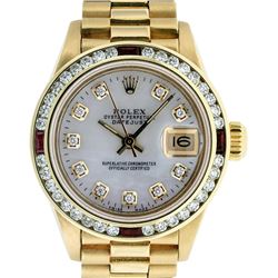 Rolex 18KT Gold President 1.00 ctw Diamond and Ruby Ladies Watch