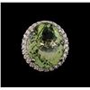 Image 2 : 14KT White Gold 30.80 ctw Green Quartz and Diamond Ring