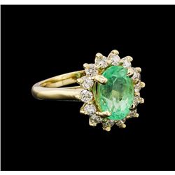 3.15 ctw Emerald and Diamond Ring  - 14KT Yellow Gold