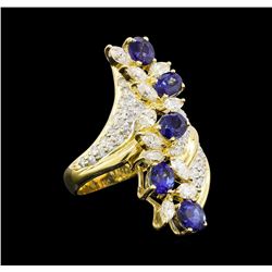 2.63 ctw Sapphire and Diamond Ring - 18KT Yellow Gold