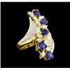 Image 1 : 2.63 ctw Sapphire and Diamond Ring - 18KT Yellow Gold