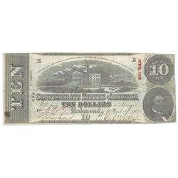 1863 $10 The Confederate States of America Note T-59 CC