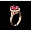 Image 3 : 3.70 ctw Ruby and Diamond Ring - 14KT Rose Gold