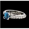 Image 1 : 1.60 ctw Blue Zircon and Diamond Ring - 18KT White Gold