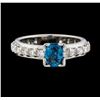 Image 2 : 1.60 ctw Blue Zircon and Diamond Ring - 18KT White Gold