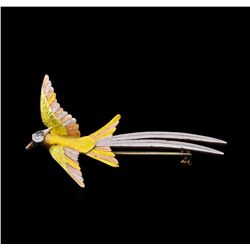 14KT Yellow Gold Diamond Bird Brooch