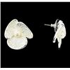 Image 2 : Petal Pearl Earrings - Rhodium Plated