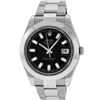 Image 2 : Rolex Mens SS 41MM Black Baguette Diamond Datejust 2 Oyster Band Wristwatch