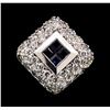 Image 1 : 0.55 ctw Diamond and Sapphire Pendant - 14KT White Gold