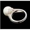 Image 3 : Pearl and Diamond Ring - 18KT White Gold