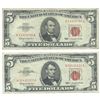 Image 2 : 1963 $5 Fine Red Seal Bill Lot of 2