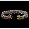 Image 3 : 14KT White Gold 24.48 ctw Multicolor Sapphire and Diamond Bracelet