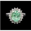 Image 2 : 4.66 ctw Emerald and Diamond Ring - 14KT White Gold