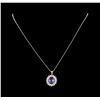 Image 2 : 3.20 ctw Tanzanite and Diamond Pendant With Chain - 14KT Rose Gold