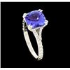 Image 4 : 1.77 ctw Tanzanite and Diamond Ring - Platinum