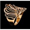 Image 5 : 0.84 ctw White and Brown Diamond Ring - 14KT Rose Gold