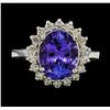 Image 2 : 3.86 ctw Tanzanite and Diamond Ring - 14KT White Gold