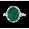 Image 2 : 3.05 ctw Emerald and Diamond Ring - 14KT White Gold