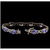 Image 3 : 14KT White Gold 7.90 ctw Tanzanite and Diamond Bracelet
