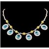 Image 2 : 42.82 ctw Blue Zircon and Diamond Necklace - 14-18KT White And Yellow Gold