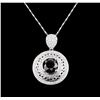 Image 2 : 7.52 ctw Black Diamond Pendant With Chain - 14KT White Gold
