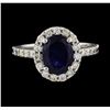 Image 2 : 3.01 ctw Sapphire and Diamond Ring - 14KT White Gold