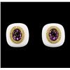 Image 1 : 5.50 ctw Amethyst And Diamond Earrings - 14KT Yellow Gold
