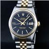 Image 1 : Rolex Two-Tone Black Tapestry Index Dial DateJust Men's Watch