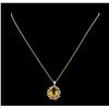 Image 1 : 4.83 ctw Citrine and Diamond Pendant With Chain - 14KT Yellow Gold