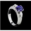 Image 4 : 1.84 ctw Blue Sapphire And Diamond Ring - 18KT White Gold