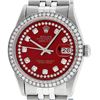 Image 1 : Rolex Mens 36mm Stainless Steel Red String Diamond Datejust Wristwatch