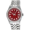 Image 9 : Rolex Mens 36mm Stainless Steel Red String Diamond Datejust Wristwatch