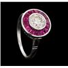 Image 4 : 1.24 ctw Diamond And Ruby  Ring - 18KT White Gold