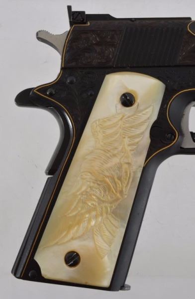 Gold Inlay Master Engraved Colt 1911 Matched Pair