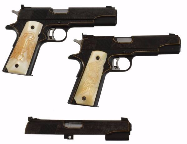 Gold Inlay Master Engraved Colt 1911 Matched Pair