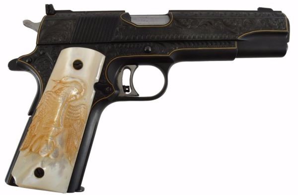 Gold Inlay Master Engraved Colt 1911 Matched Pair