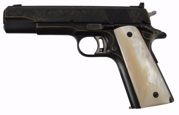 Gold Inlay Master Engraved Colt 1911 Matched Pair