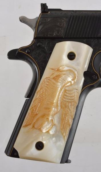 Gold Inlay Master Engraved Colt 1911 Matched Pair