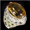 Image 1 : Natural  Yellow Citrine Chrome Diopside Tanzanite Ring