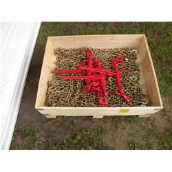 Qty 8  3/8x20' G80 chains & qty 4  3/8 ratchet tiedowns-New