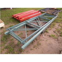 Approx 22  8ft side rails & 3  12 1/2ft uprights teardrop pallet racking