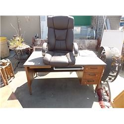 DESK - 3 DRAWER - 30 X 60 & LEATHER CHAIR TOP
