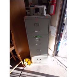 FILE CABINET - 4 DRAWER & PANASONIC FAX WITH PAPER