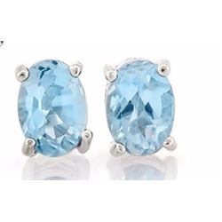 EARRINGS - 1.14 CTW BABY SWISS BLUE TOPAZ IN 925 STERLING SILVER SETTING - RETAIL ESTIMATE $300
