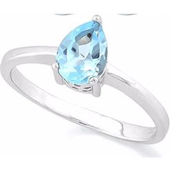 RING - 1/2 CTW PEAR FACETED BABY SWISS BLUE TOPAZ IN 925 STERLING SILVER SETTING - RETAIL ESTIMATE $