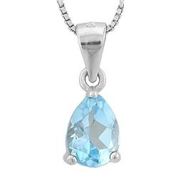 NECKLACE - 1/2 CT PEAR FACETED BABY SWISS BLUE TOPAZ IN 925 STERLING SILVER SETTING - RETAIL ESTIMAT